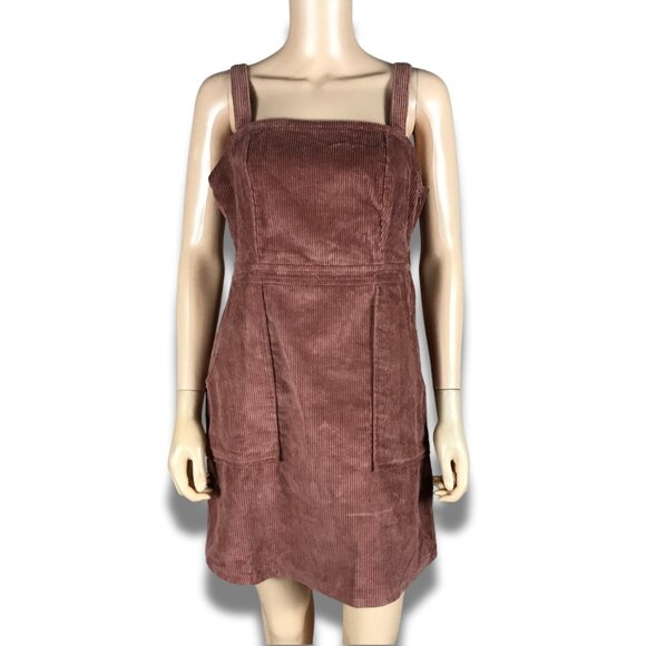 COMMON STITCH Rustic Brown Corduroy Mini Dress NEW LARGE - Picture 1 of 9
